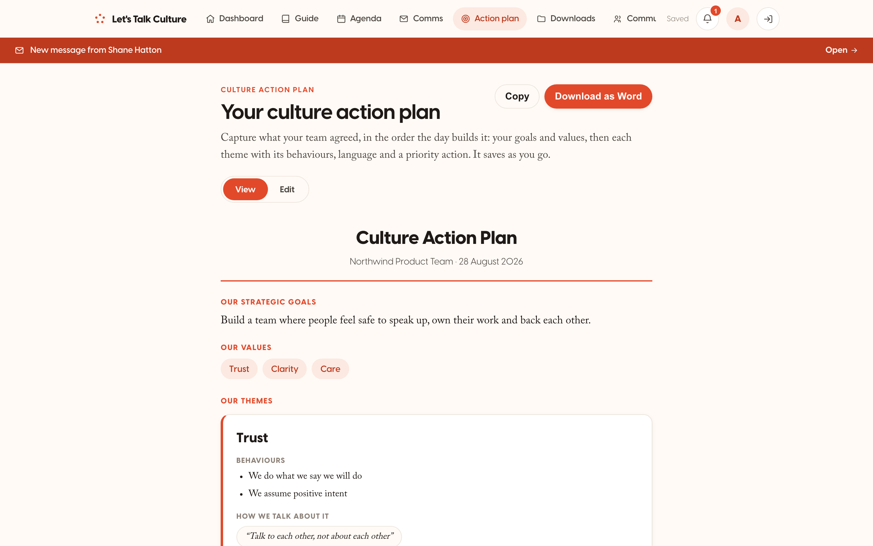 Culture action plan