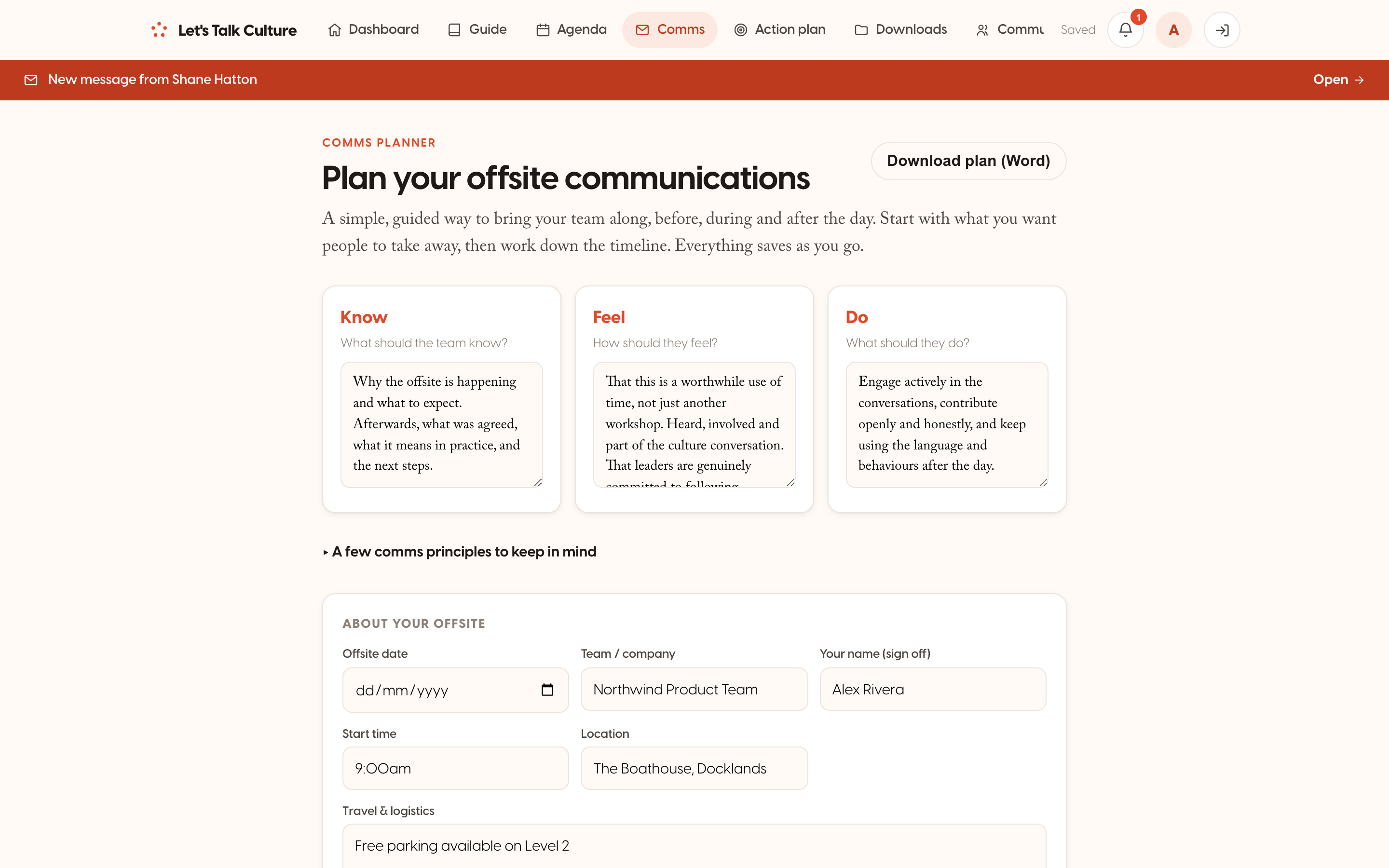 Comms planner